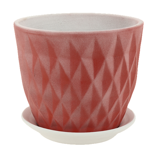 Горшок для цветов декоративный керамический Ромб красно-белый №2 3л ГК 18 000000000001200885