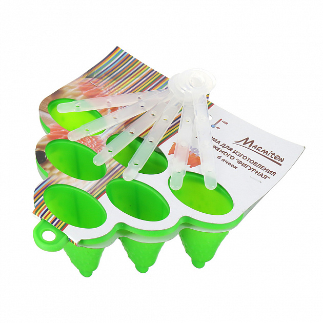 Форма для изготовления мороженого Фигурная Marmiton, зеленый, силикон 000000000001125343