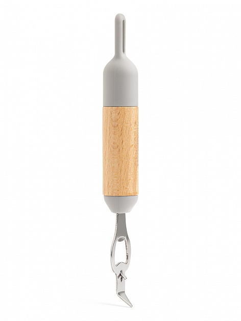 Открывалка для бутылок 20,5x4,2см DE'NASTIA деревянная ручка из бука серый нержавеющая сталь 000000000001213991