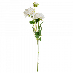 Цветок искусственный Чайная роза 3 бутона 61см белая 000000000001218340
