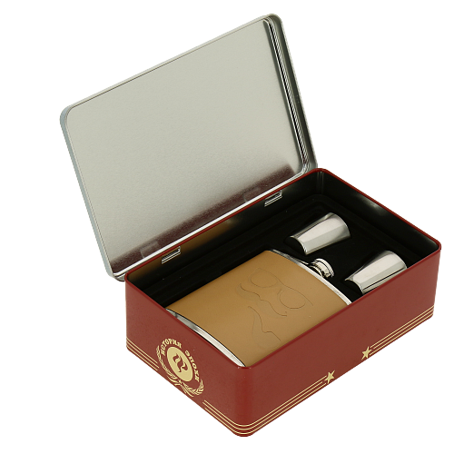 Набор подарочный 37808 "Аудиокассета" 20.2x13.2x6.7, в коробке из окраш-го черного металла: фляга д/спиртных напитков, 200 мл и 2 ст 000000000001162881