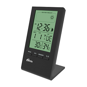 Метеостанция с термометром и гигрометром RITMIX CAT-040 BLACK часы/будильник/календарь батарейка LR1140-1шт(входит в комплект) 000000000001214183