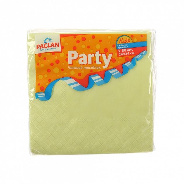 Бумажные салфетки 2-х слойные Kids Party Paclan, 24?24 см, 50 шт. 000000000001138256