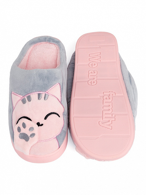 Туфли домашние-тапки р.42-43 LUCKY Коты розовый/серый полиэстер 000000000001187782