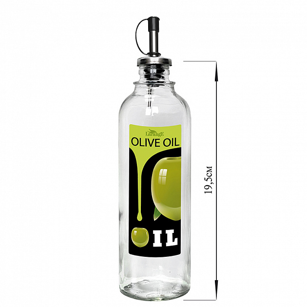 Бутылка для масла/соусов 330мл LARANGE OLIVE OIL цилиндрическая с металлическим дозатором черно-зеленая стекло 000000000001212503