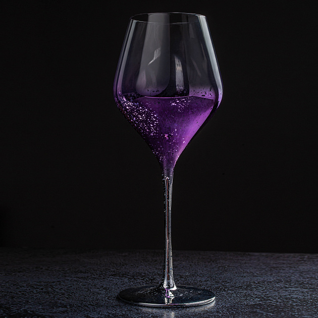 Бокал для вина 470мл LUCKY напыление звездное небо фиолетовый стекло 000000000001215737