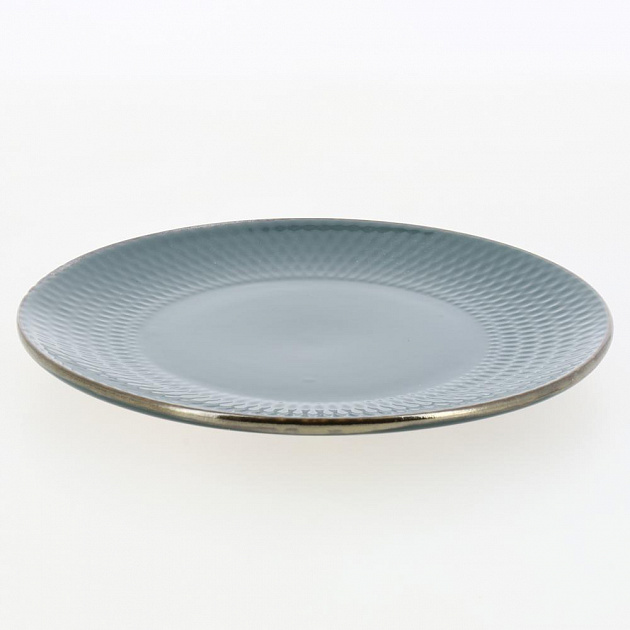 Тарелка десертная 19,7см LUCKY Точки металлическая кайма плоская зеленый керамика 000000000001211251