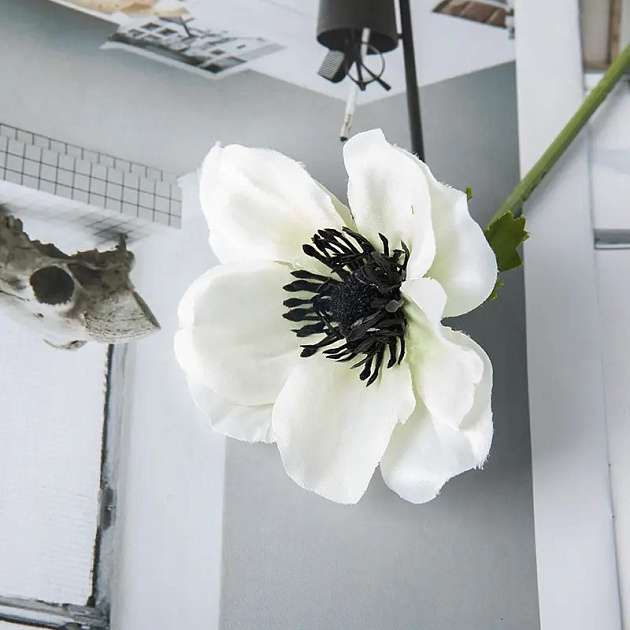 Цветок искусственный Мак 30см белый 000000000001218315