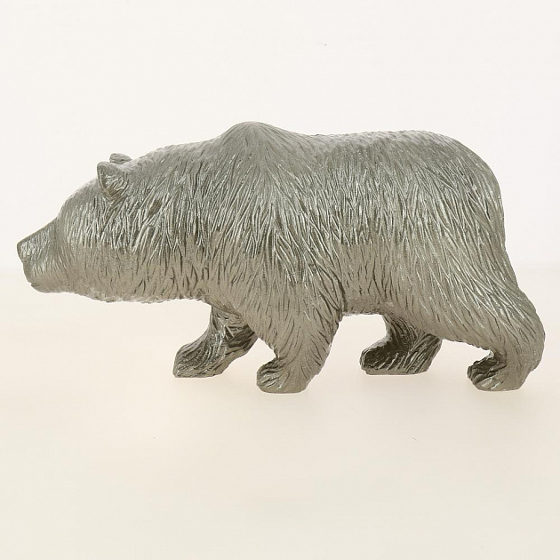 Копилка Медведь Серебряный высота 19 см, длина 36 см, Авторская форма, скульптурный гипс.  G011-19-104K 000000000001194611