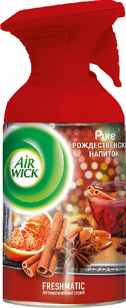 Освежитель воздуха AirWick PureРождественский напиток250мл,эффективное устранение неприятных запахов без мокрого распыл,свежий прият 000000000001194521