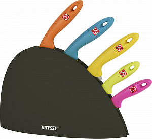 Набор ножей 6 предметов VITESSE + подставка нержавеющая сталь VS-8128 000000000001189615