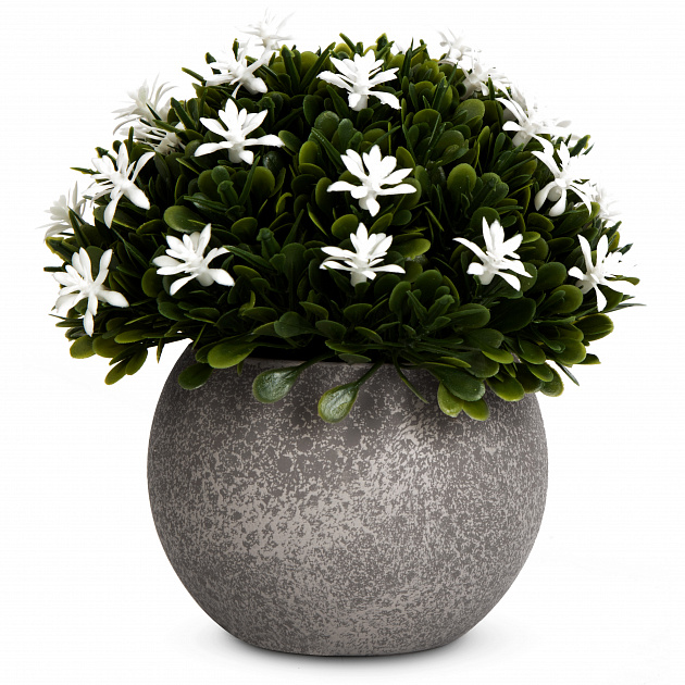 Цветок искусственный растение Мелкие цветы 13см белые в горшке 000000000001218484