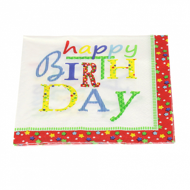 Бумажные салфетки 3-х слойные День Рождения Pap Star, 33?33 см, 20 шт. 000000000001142489