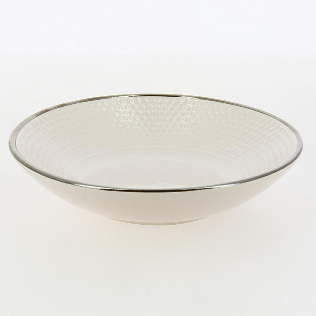 Тарелка суповая 20,7см 500мл LUCKY Точки металлическая кайма бежевый керамика 000000000001211237