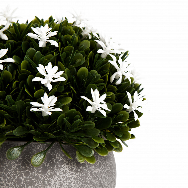 Цветок искусственный растение Мелкие цветы 13см белые в горшке 000000000001218484