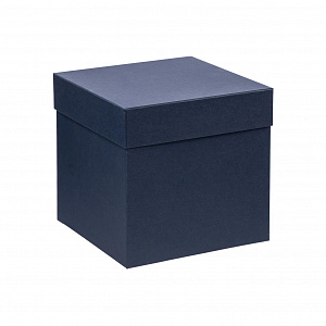 Коробка подарочная 130x130x130мм РУТАУПАК тиснение ЛЕН синий картон 000000000001222373
